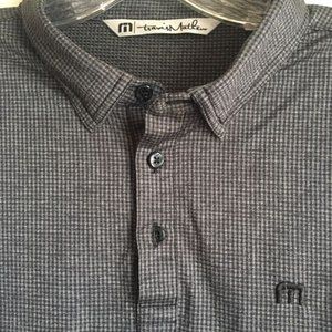Travis Mathew Men's Golf Polo Stretch Shirt Size M Black Gingham Short Sleeve